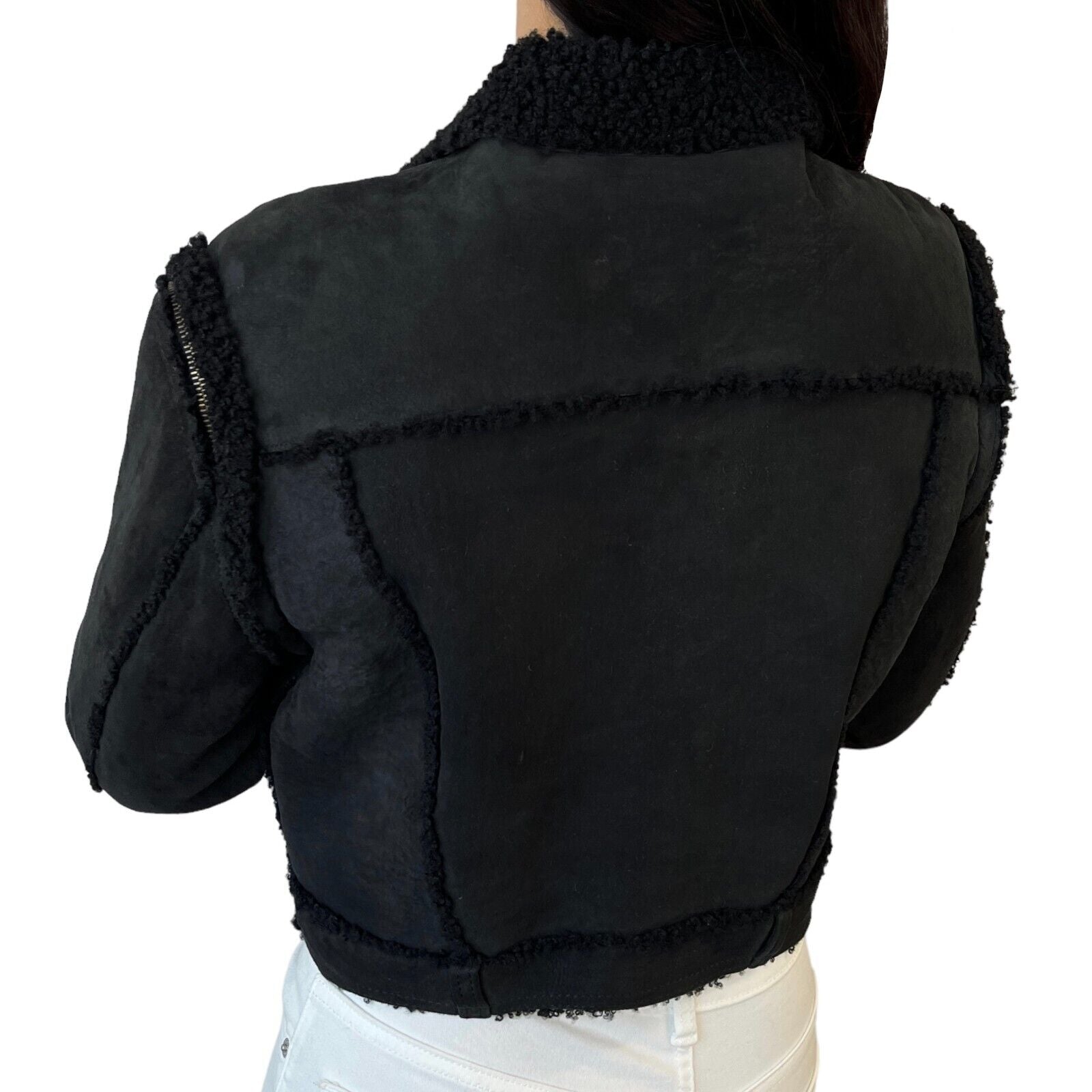 Christian Dior Vintage Logo Mouton Jacket Vest #38 2Way Zip Belt Black Rank AB