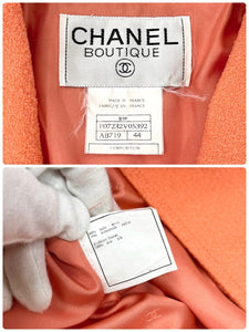 CHANEL Vintage 97P CC Logo Jacket #44 Orange Gold Wool Button Pocket Rank AB