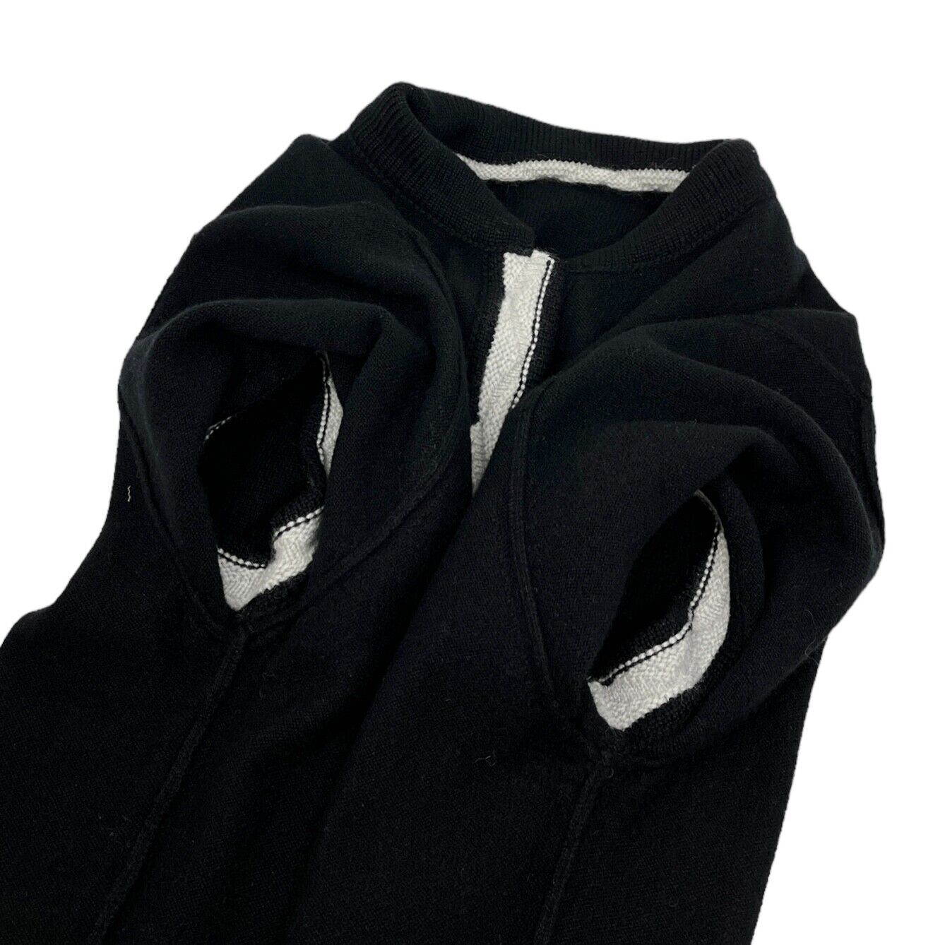 CHANEL Vintage 04A CC Mark Knit Polo Top #38 Button Black Cashmere Rank AB