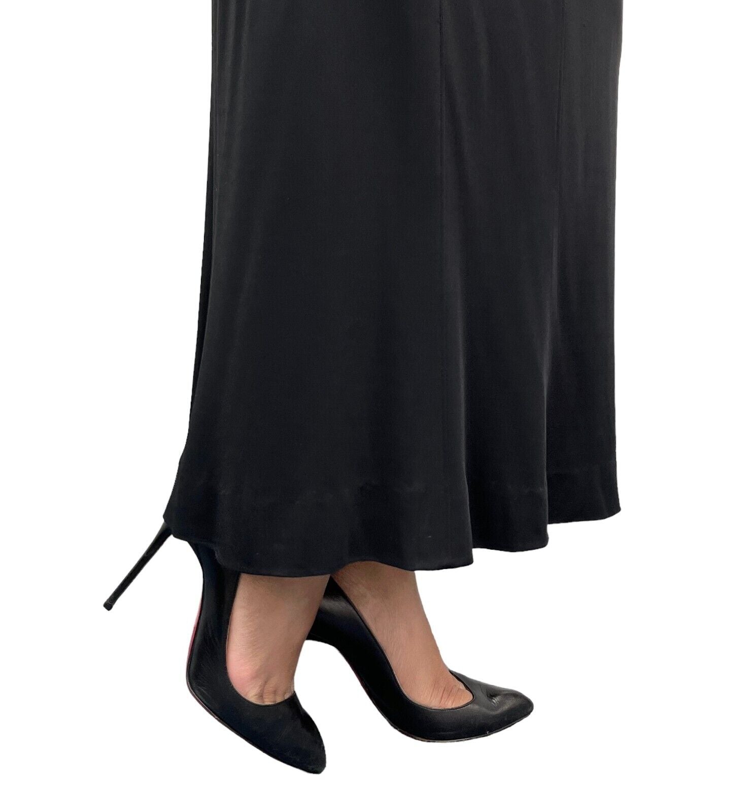 CHANEL Vintage 97P Coco Mark Logo Sleeveless Dress #42 Black Viscose Rank AB