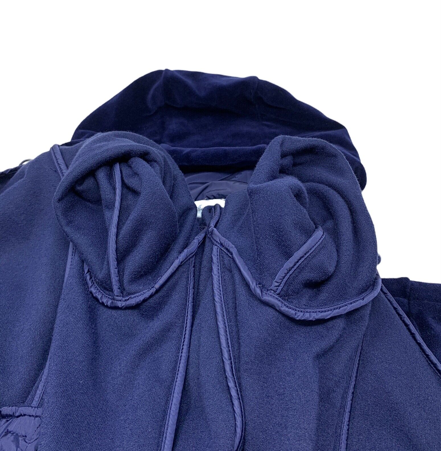 PRADA Vintage Logo Zipped Hoodie #M Top Jacket Velour Pocket Dark Blue RankAB+