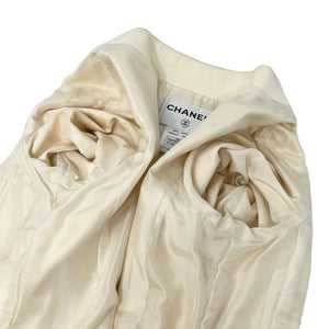 CHANEL Vintage 09C CC Mark Leather Jacket #42 Heart Pocket Cream Rank AB