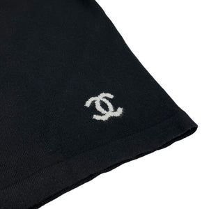 CHANEL Vintage 04A CC Mark Knit Polo Top #38 Button Black Cashmere Rank AB
