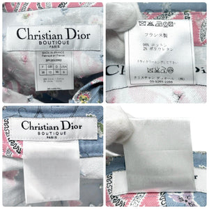 Christian Dior Vintage Logo Jacket Pants Set #38 #36 Blue Pink Flower Rank AB