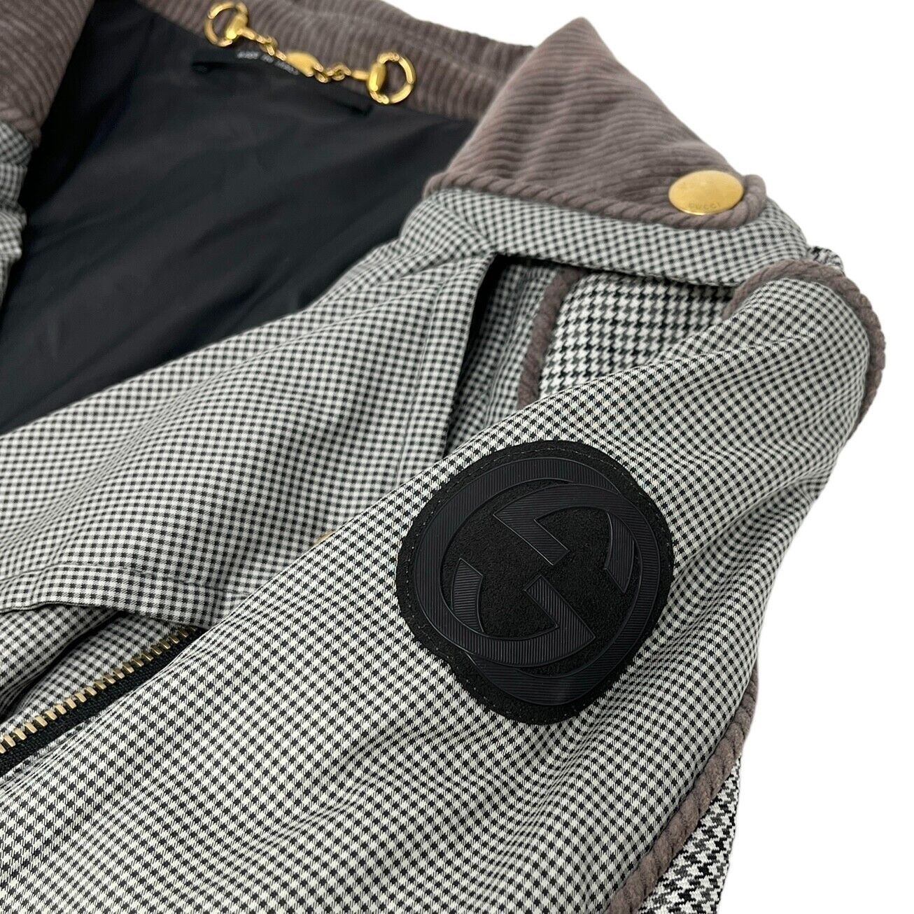 GUCCI Vintage GG Interlocking Logo Biker Jacket #42 Zip Gray Polyester Rank AB