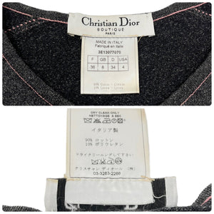 Christian Dior Vintage Logo Cardigan #36 Top Cotton Gray Silver Button RankAB+