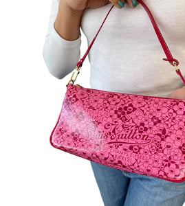 LOUIS VUITTON Vintage Cosmic Blossom Logo Pochette Mini Bag Pink Rank AB+