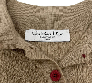 Christian Dior Vintage Logo Tank Top Polo Knit Brown Red Wool Rank AB+