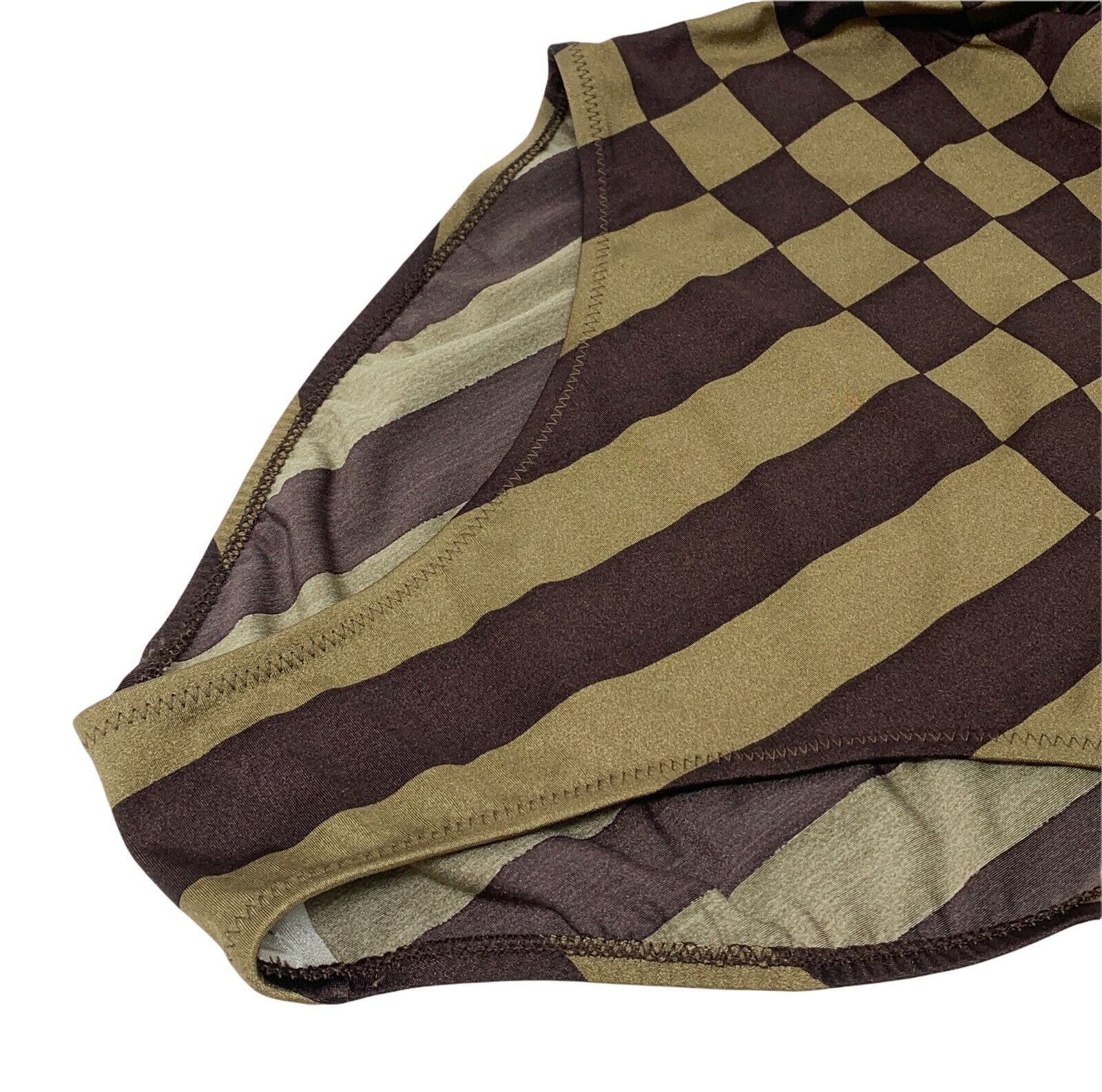 FENDI Vintage Zucca Monogram Swimsuits One-piece #42 Khaki Brown Checker RankAB+