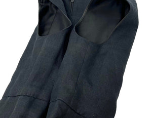 CHANEL Vintage 97S Coco Mark Logo Sleeveless Dress #36 Zip Black Linen Rank AB