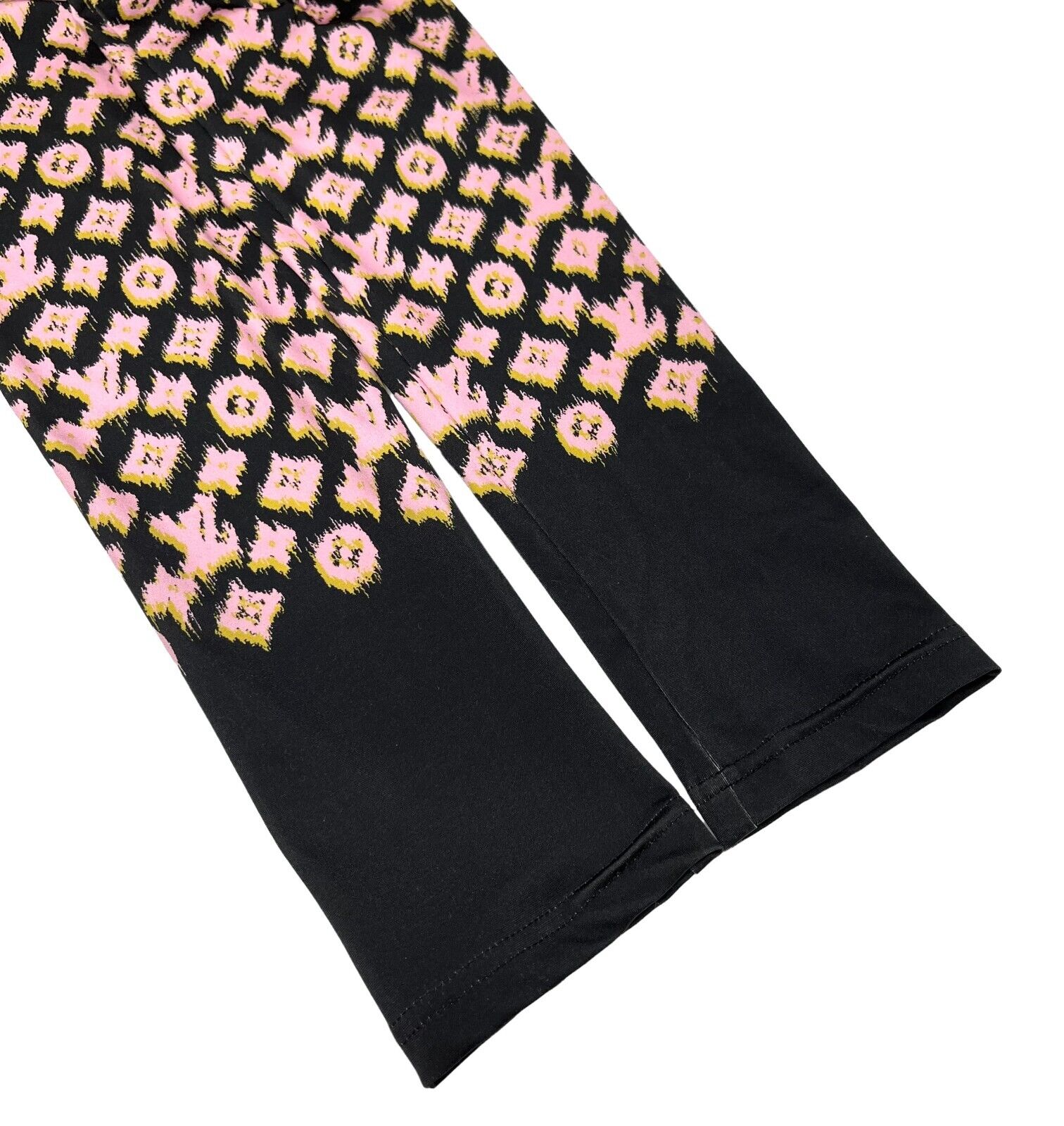 LOUIS VUITTON Vintage Monogram Logo Leggings Pants #36 Nylon Black Pink RankAB+
