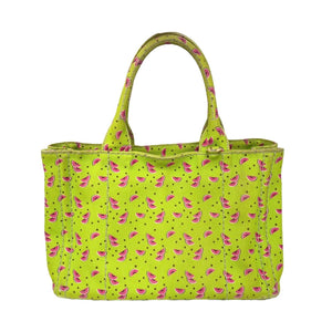 PRADA Vintage Big Logo Mini Canapa Handbag 2way Watermelon Green Pink Canvas