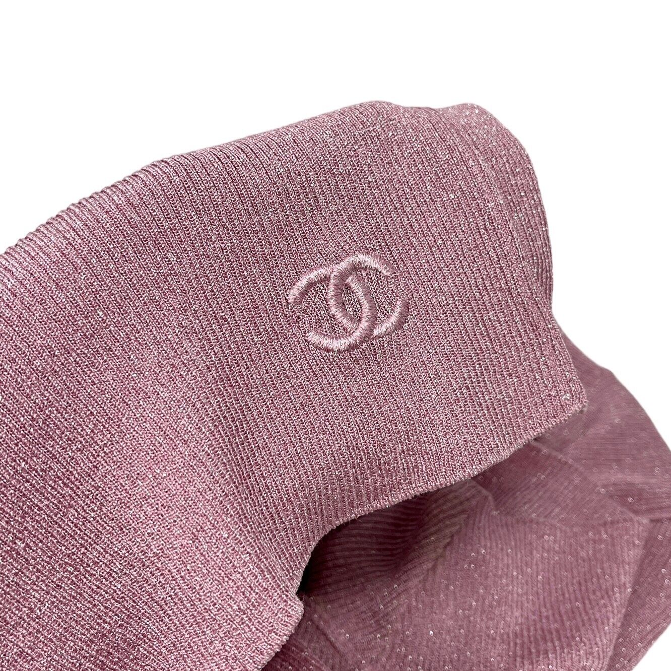 CHANEL Vintage 96A CC Mark Logo Knit Top #38 Turtleneck Pink Glitter RankAB