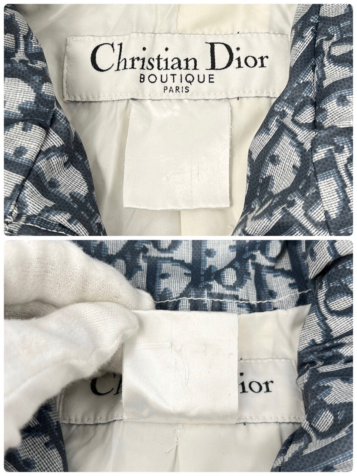 Christian Dior Vintage Trotter Monogram Coat Long Jacket Dark Blue Nylon Rank AB