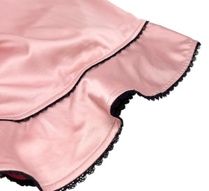 Christian Dior Vintage Logo Lace Dress #40 Rhinestone Ribbon Pink Black Rank AB+