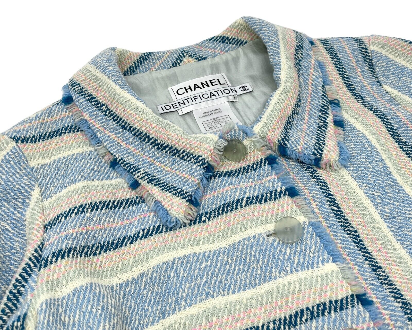 CHANEL Vintage 00C Coco Mark Logo Tweed Jacket #40 Multicolor Wool RankAB