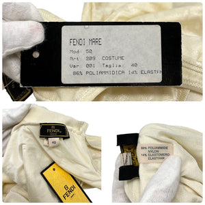FENDI Vintage Zucca Monogram Swimwear Swimsuits #40 Ivory Nylon Rank AB+
