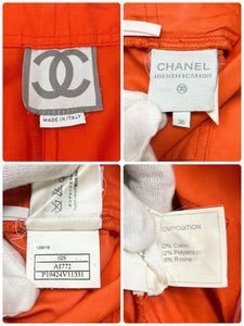 CHANEL Sport Vintage 02S Coco Logo Half Length Pants #36 Orange Nylon Rank B