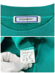 Yves Saint Laurent Vintage Big YSL Logo Sweatshirt Top #M Green RankAB