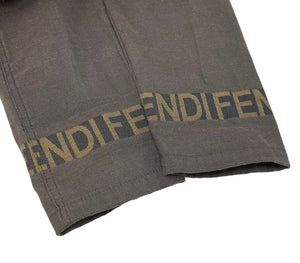 FENDI Vintage Logo Zipped Jacket #40 Polyester Cotton Brown Gold RankAB+
