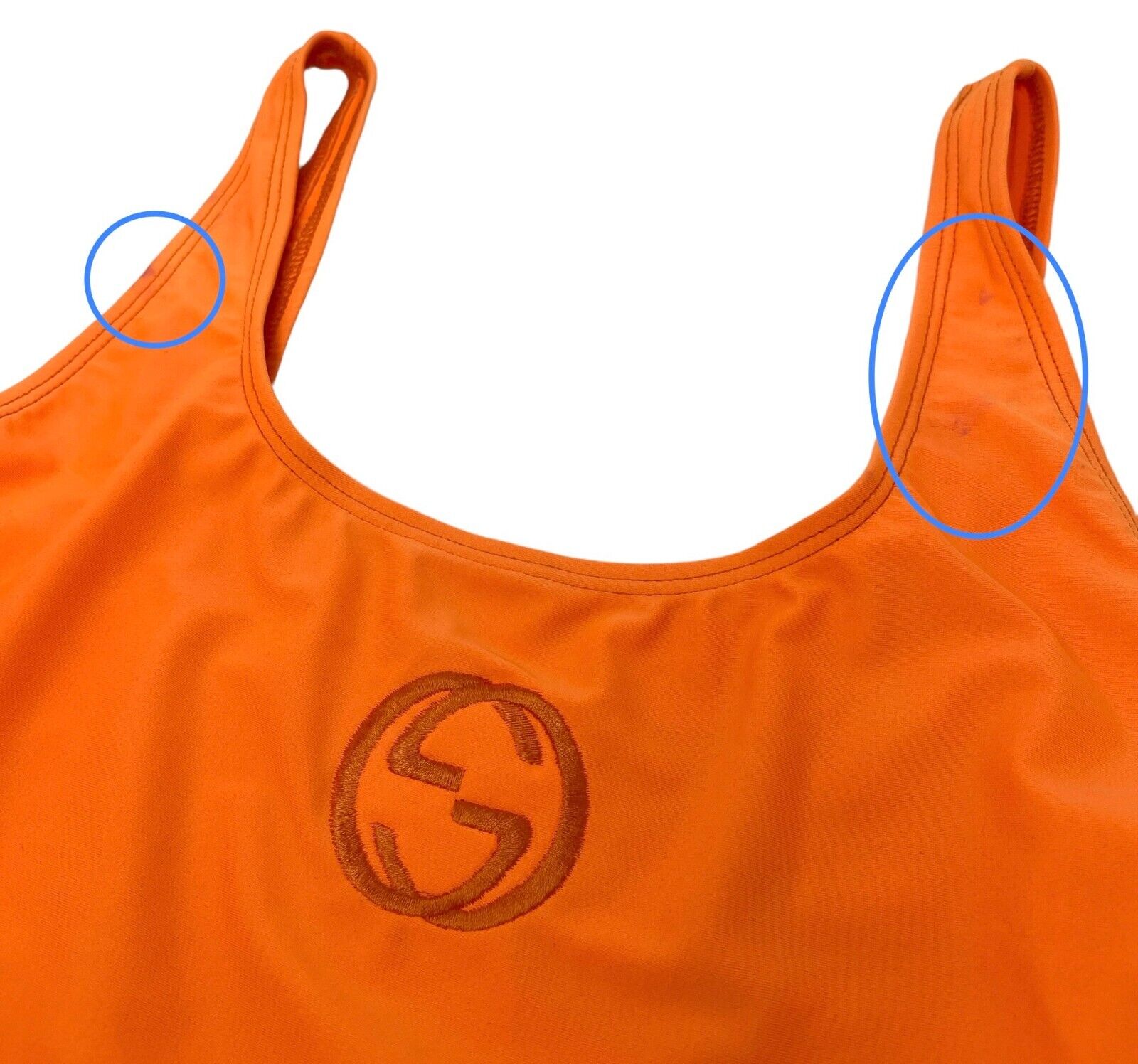 GUCCI Vintage GG Interlocking Logo Swimwear Swimsuit #XS One Piece Orange RankB