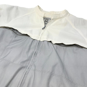CHANEL Sport 01P Vintage CC Logo Jacket #36 Zipped Gray White Cotton RankAB