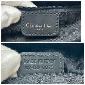 Christian Dior Vintage Logo Tote Bag Light Beige Silver Fur Leather RankAB