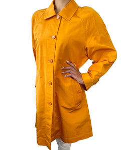CHANEL Vintage Coco Mark Logo Coat #34 Jacket Orange Gold Silk Button RankAB
