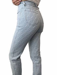 FENDI Vintage Zucca Monogram Logo Denim Pants #41 Light Blue Cotton Rank AB
