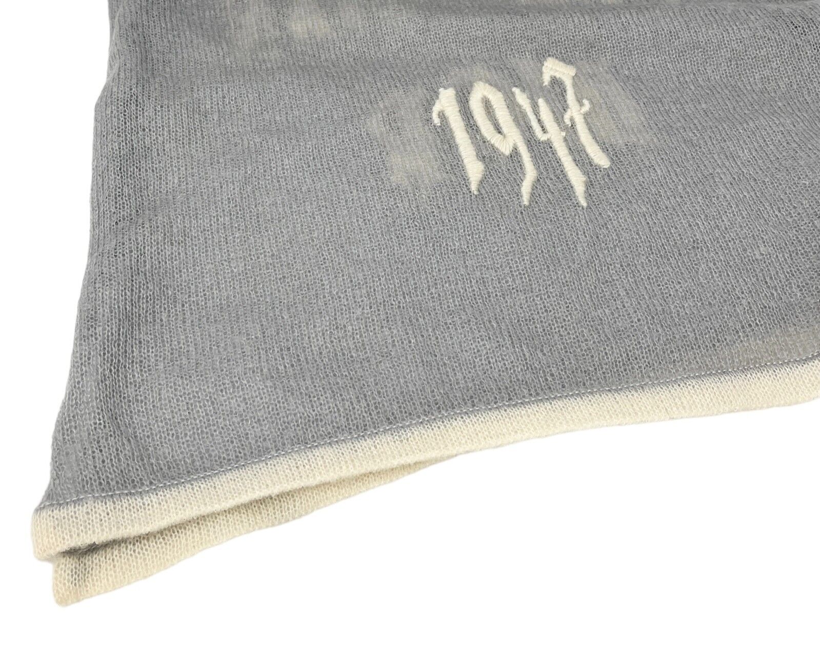 Christian Dior Vintage Calligraphy Gothic Logo Scarf Wrap Gray Mohair RankAB