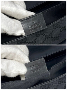 GUCCI Vintage GG Monogram Horsebit Chain Shoulder Bag Black Canvas Rank AB