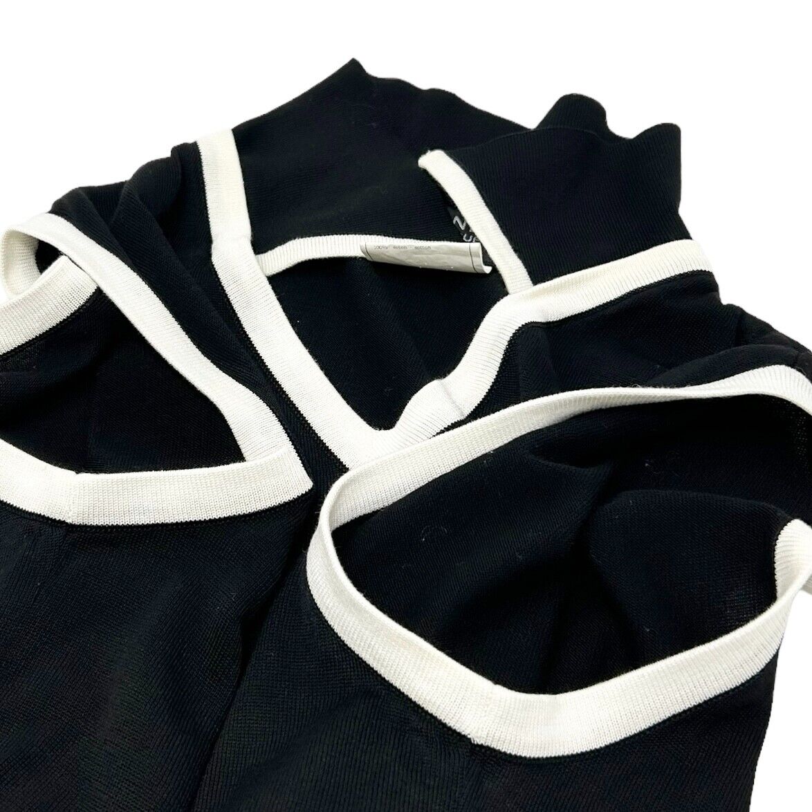 CHANEL Vintage 96P Coco Mark Logo Sleeveless Knit Top #40 Black Cotton RankAB