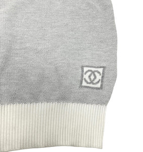 CHANEL Sport Vintage 08P Coco Mark Logo Knit Tops #34 Cotton Gray RankAB+