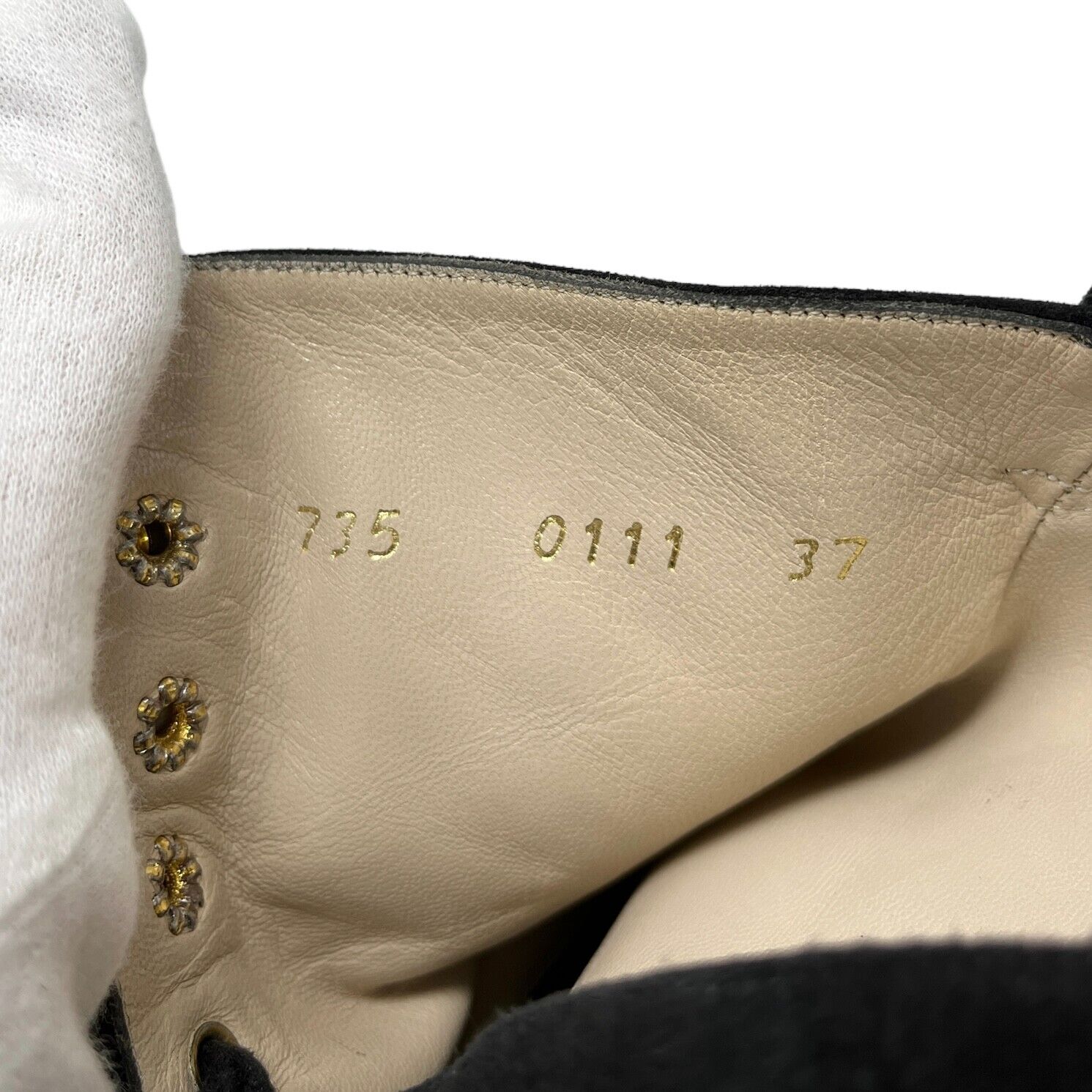 CHANEL Vintage CC Logo Short Boots #37 US 6.5  Suede Black Gold Rank AB