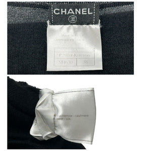CHANEL Vintage 06A Coco Mark Logo Sweater #38 Knit Top Black Cashmere RankAB