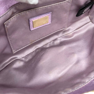 FENDI Vintage Zucchino Monogram Pochette Mini Bag Gold Cotton Blend Rank AB