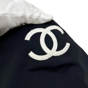CHANEL Vintage CC Logo Swimwear Swimsuit #40 National Flag Black Nylon Rank AB