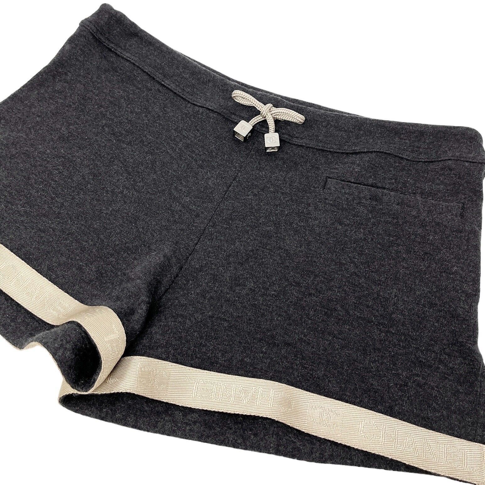 CHANEL Vintage 02A CC Mark Tank Top Shorts Set #36 Gray Beige Cotton Rank AB