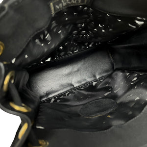 GIANNI VERSACE Vintage Logo Shoulder Bag Black Gold Medusa Cotton RankAB