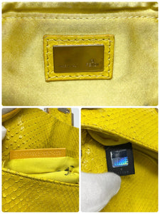 FENDI Vintage Mamma Baguette Mini Pochette Yellow Gold Leather Rank AB