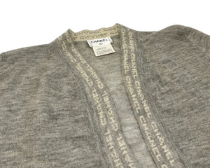 CHANEL Vintage 99C CC Logo Knit Cardigan #38 Top Gray Cashmere Rank AB