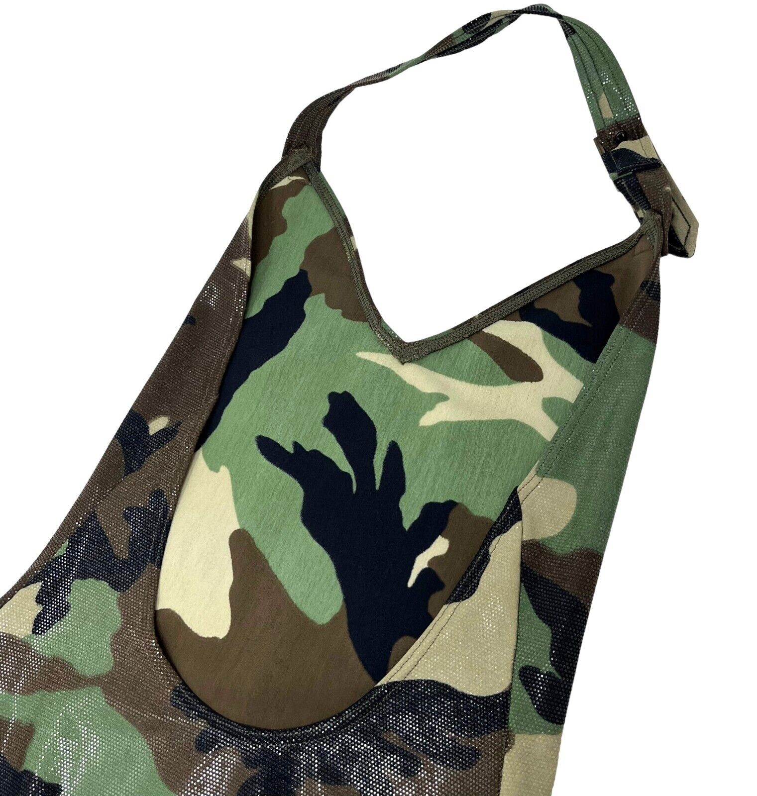 Christian Dior Vintage Camouflage Swimwear One-piece #38 Green Nylon Rank AB