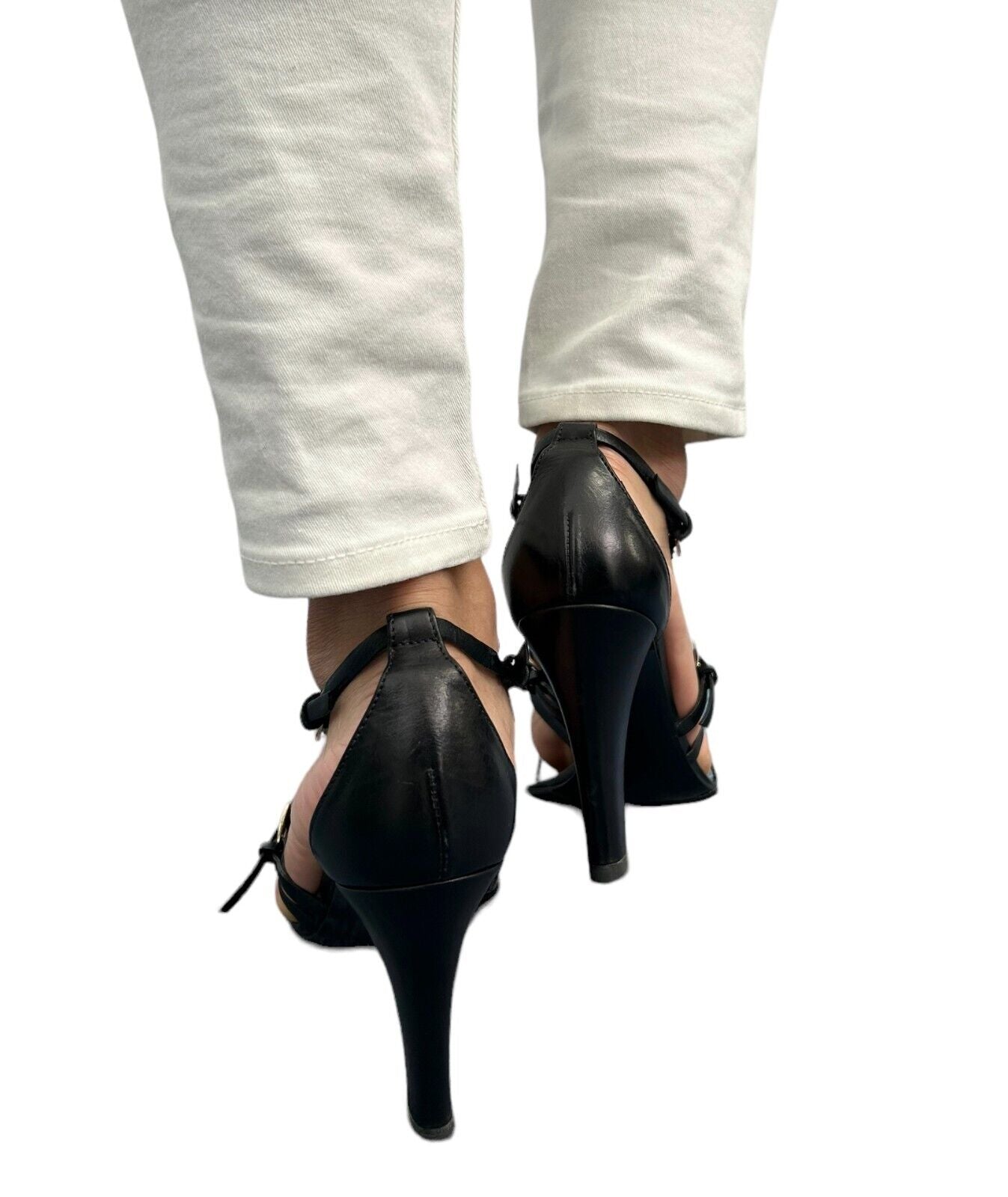 Christian Dior Vintage Logo Bondage Sandals #36 US6 Studs Black Rank AB