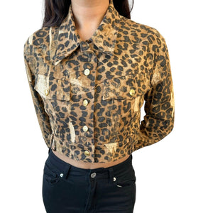 Christian Dior Vintage Galliano Cropped Jacket #40 Leopard Brown Cotton RankAB+