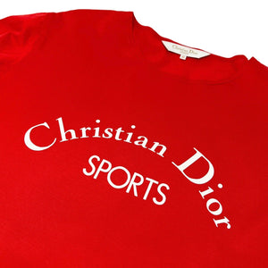 Christian Dior Vintage Logo Letter T-shirts #M Sport Top Red Cotton Rank AB