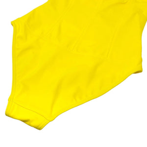 CHANEL Vintage CC Mark Logo Swimsuit One-piece #38 Yellow Black Nylon Rank AB+