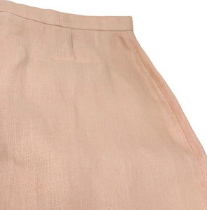 CHANEL Vintage Coco Mark Logo Jacket Skirt Set Suits Pink Gold Linen Rank AB