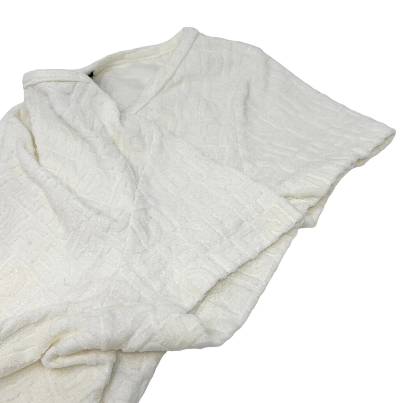 FENDI Vintage Monogram Logo Cropped Top #40 Terry Cloth Tie Wrap White Rank AB