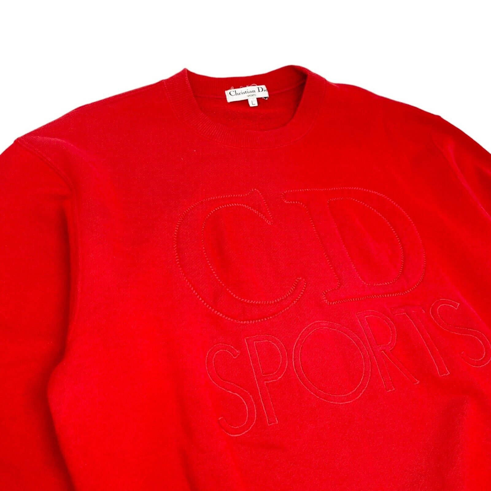 Christian Dior Sports Vintage Grand Logo Sweatshirt #L Red Cotton Rank AB