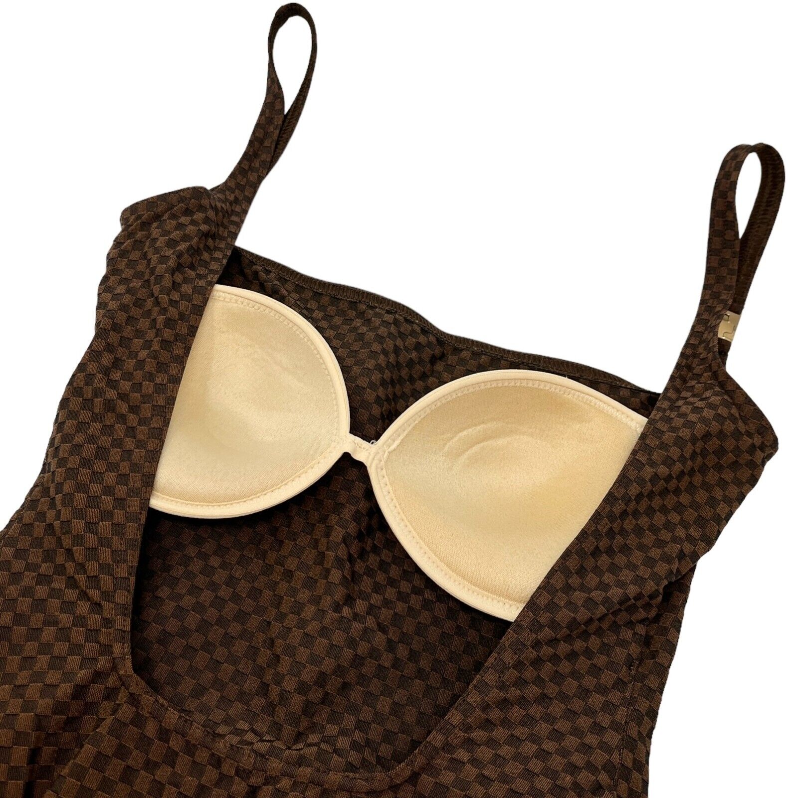 LOUIS VUITTON Vintage Damier Swimwear Swimsuit #36 Brown Polyamide Rank AB